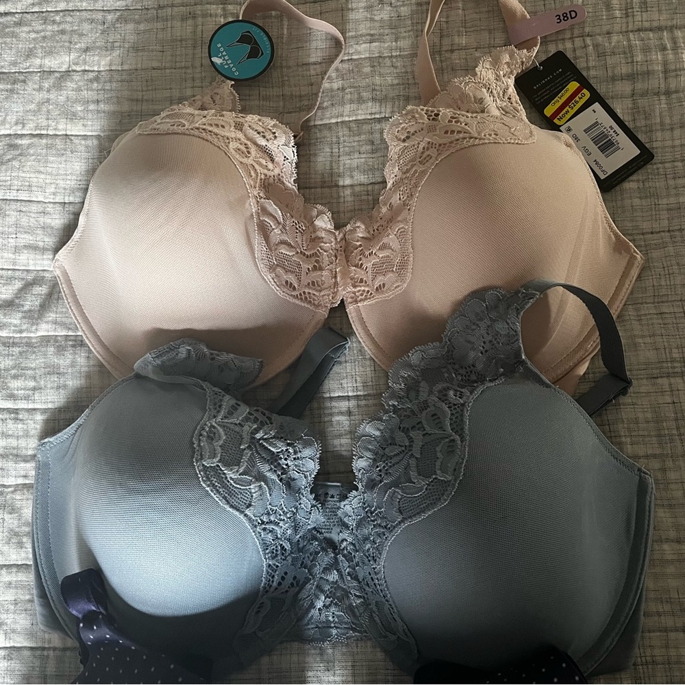 Bali Lace Trimmed Bra Set - Cream and Gray